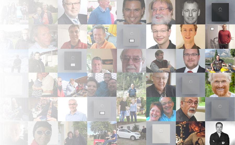 Menschen und sonnenbatterien in einem Mosaik
